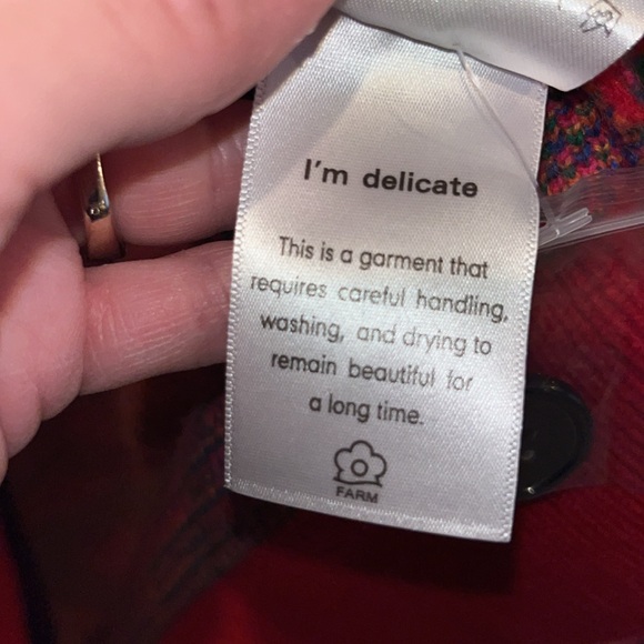 Farm Rio Lisa red cardigan sweater hearts fruit colorful bright oversized L - Picture 6 of 15